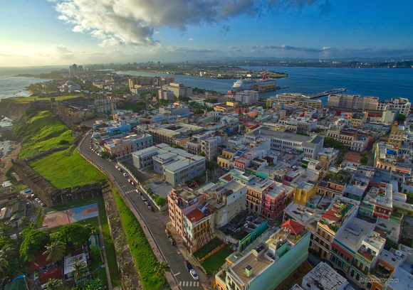 Aerial over Old San Juan Puerto Rico