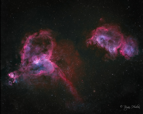 Heart Nebula (IC 1805) and Soul Nebula (IC1848)