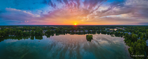 Aerial sunset Indianapolis