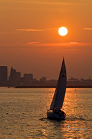 Boston harbor sunset